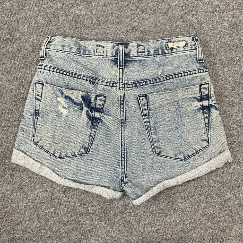 Melville Denim Short Women 40 US 4 Button Fly Distressed Cut Off Acid Made Italy